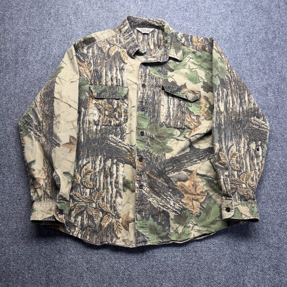 Walls Mens Realtree Camo Button Down Hunting Shirt Long Sleeve Brown Green